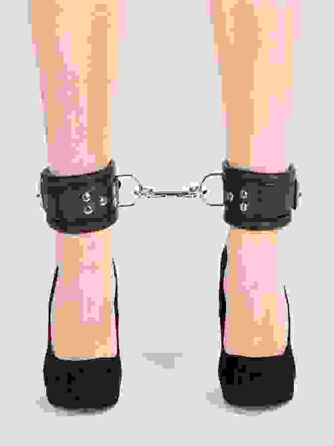 DOMINIX Deluxe Heavy Leather Ankle Cuffs, Black, hi-res